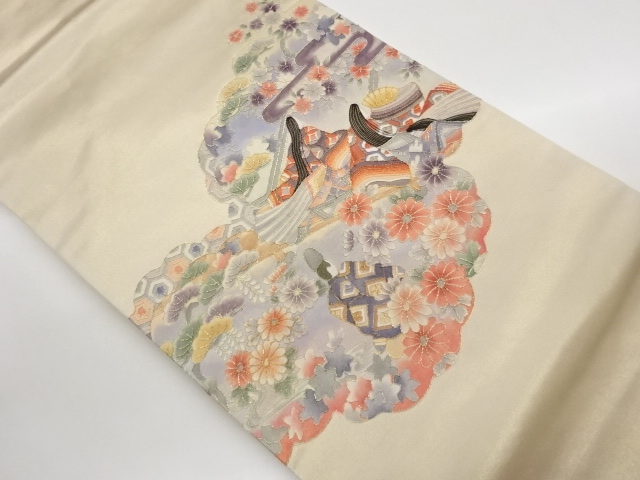 JAPANESE NAGOYA OBI / EMBROIDERY / CLASSICAL PATTERN